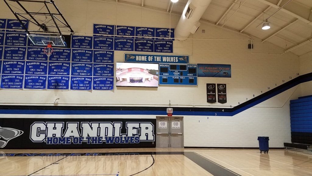 PRO LED video board for basketball gym in Chandler High School Arizona